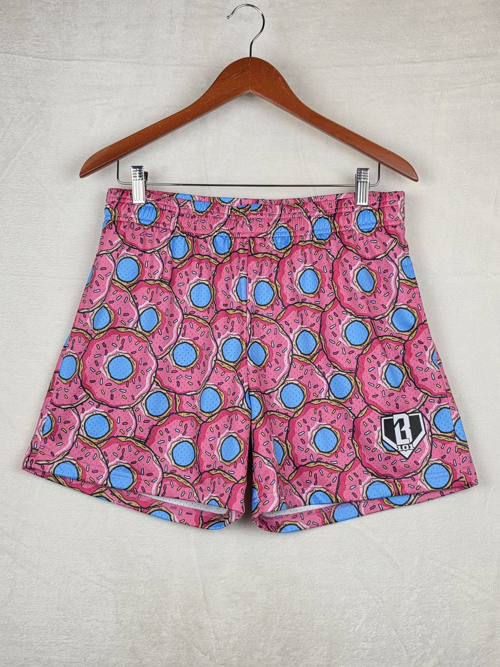 Donut Print Athletic Swim Shorts - Pink